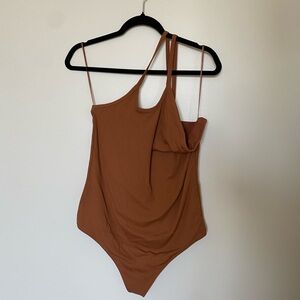 Abercrombie & Fitch Tan One Shoulder Bodysuit